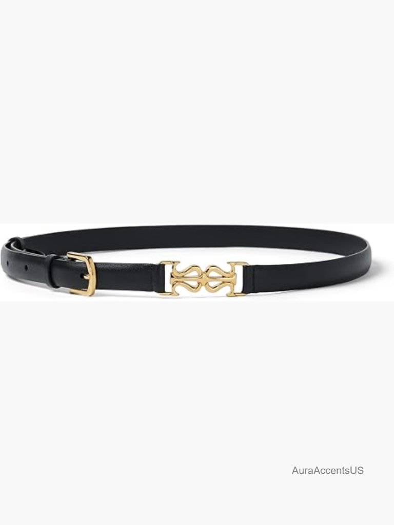 Women's Skinny Leather Belt With Metal Clasp For Dresses Pants Jeans